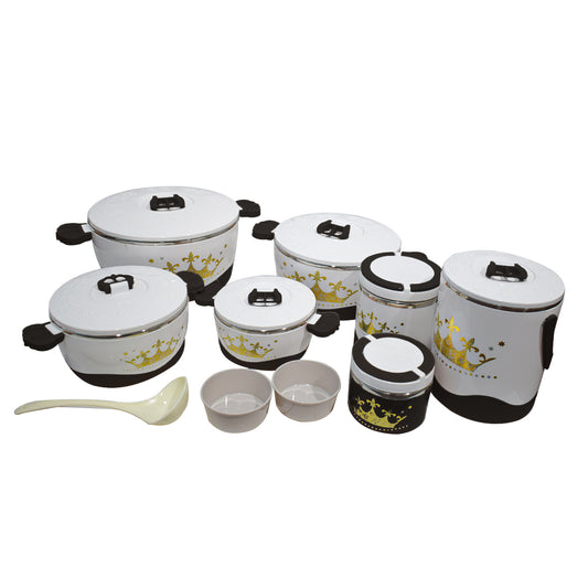 Caserola termica, set 7 piese, cu interior din inox, Naimeed D4820, Negru