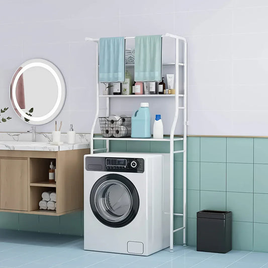 Raft de baie, 3 polite deasupra masinii de spalat, Naimeed D4823, 163x65x25 cm, Alb - 221.ro