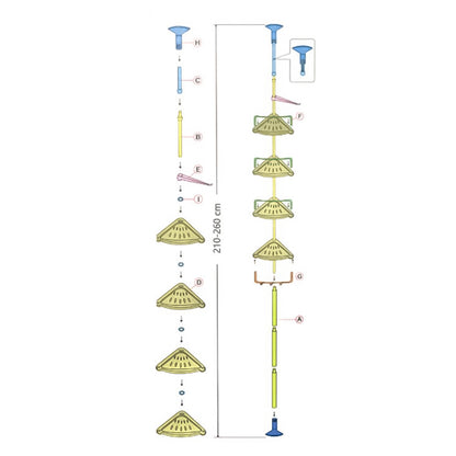 Raft de baie, 4 polite, inaltime 260 cm, Naimeed D4827, Alb