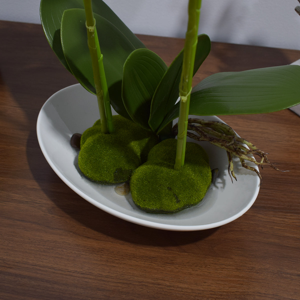 Orhidee cu aspect natural in ghiveci ceramic, 49 cm, Naimeed D4852, Alb