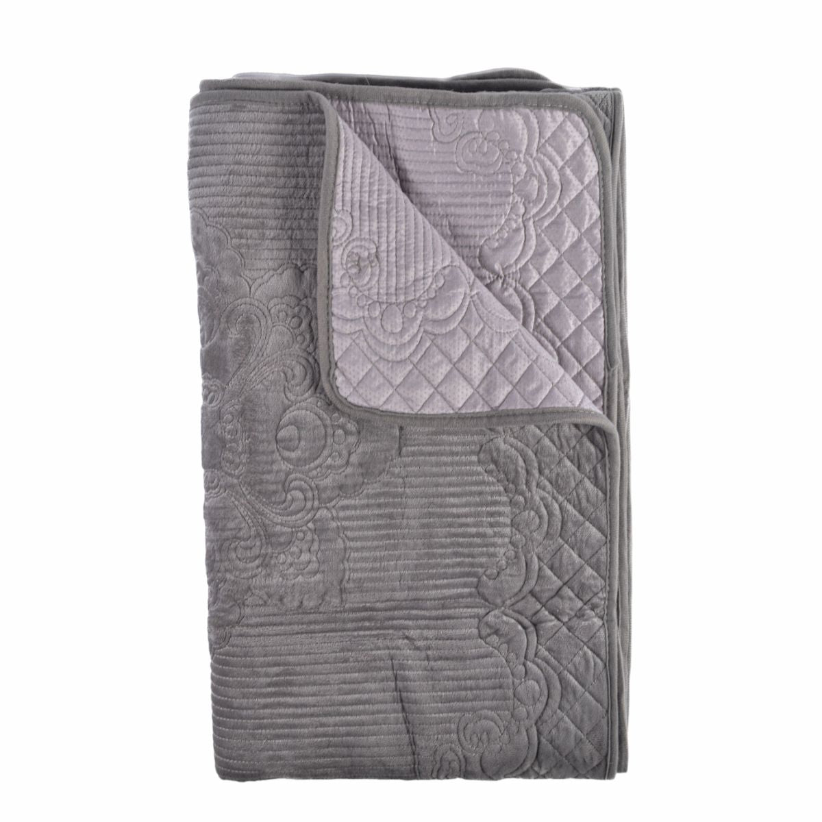 Cuvertura Canapea, Naimeed D4890L, 70x240cm, poliester, pufoasa, matlasata, Gri