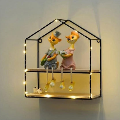 Etajera Suspendata, Luminite Led, Negru, Naimeed D48N, 28x25.5x10.5 cm