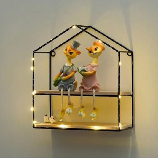 Etajera Suspendata, Luminite Led, Negru, Naimeed D48N, 28x25.5x10.5 cm