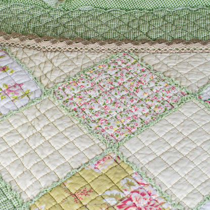 Cuvertura Canapea, Naimeed D4904S, 70x150cm, poliester, pufoasa, matlasata,cu model floral Verde Deschis