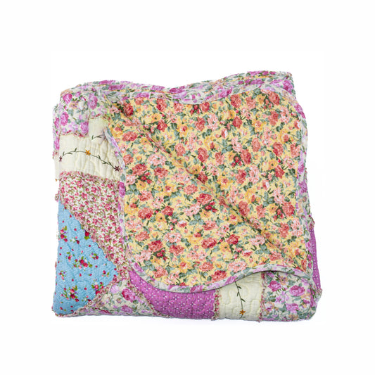 Cuvertura Canapea, Naimeed D4905M, 70x210cm, poliester, pufoasa, matlasata,cu model floral Roz