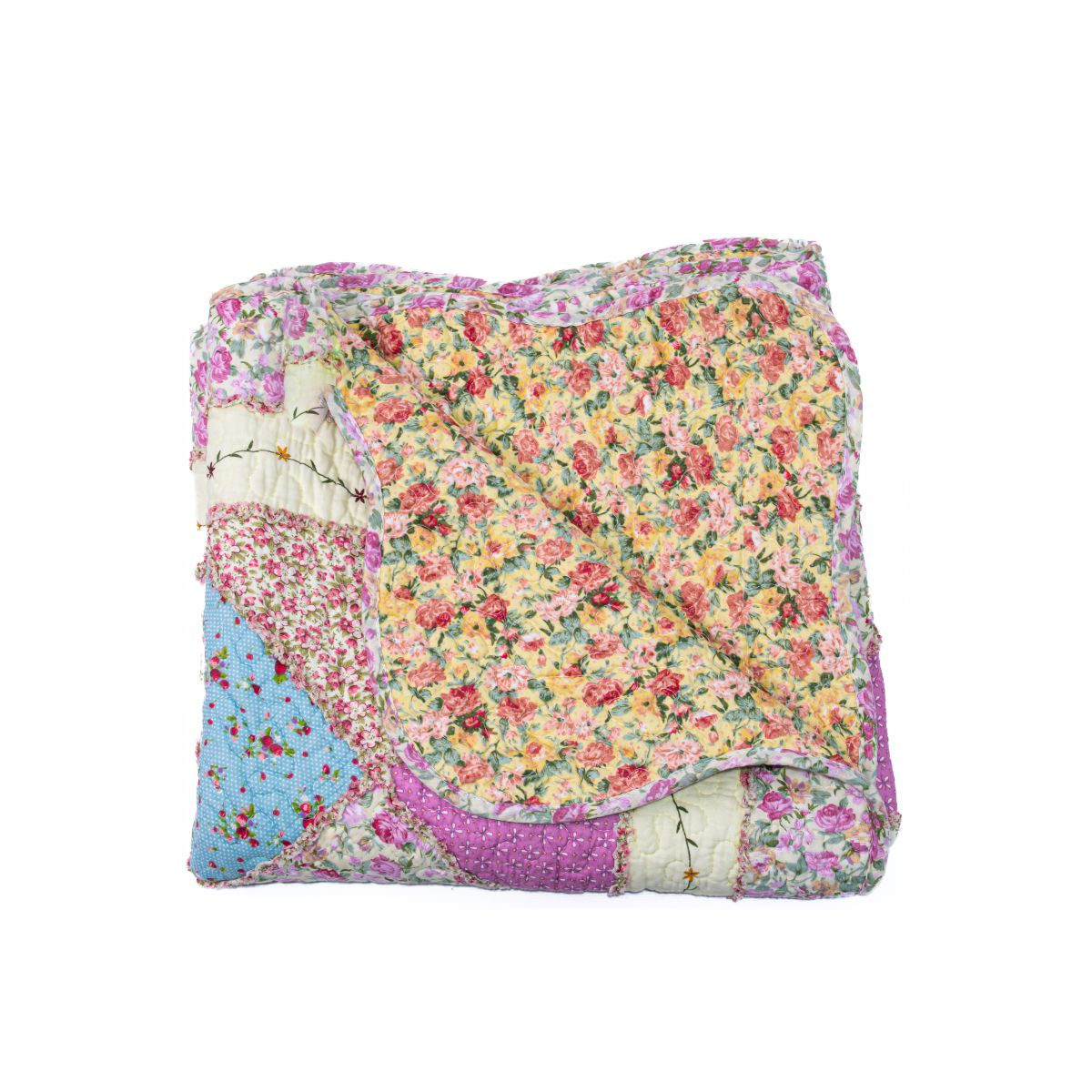 Cuvertura Canapea, Naimeed D4905S, 70x150cm, poliester, pufoasa, matlasata,cu model floral Roz