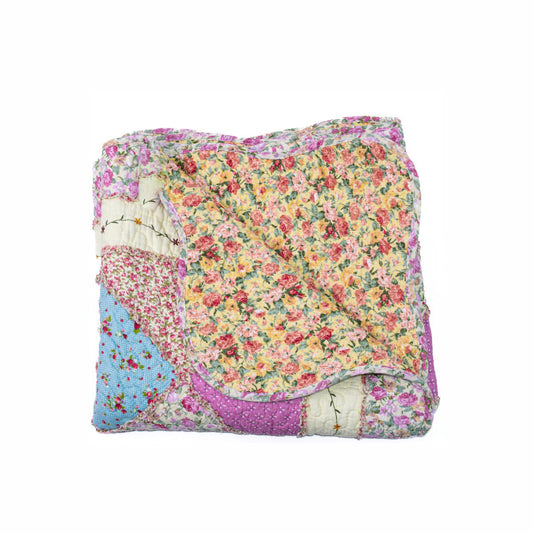 Cuvertura Canapea, Naimeed D4905S, 70x150cm, poliester, pufoasa, matlasata,cu model floral Roz