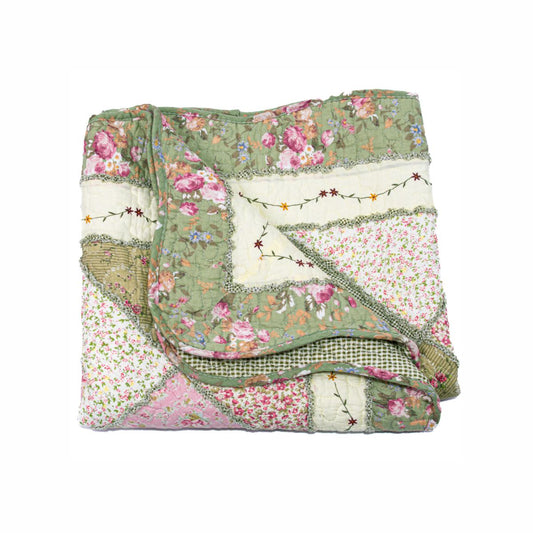 Cuvertura Canapea, Naimeed D4905S, 70x150cm, poliester, pufoasa, matlasata,cu model floral Verde