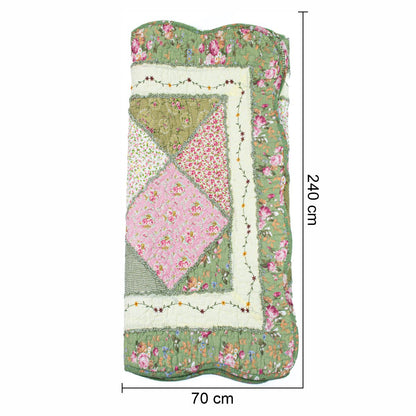 Cuvertura Canapea, Naimeed D4905L, 70x240cm, poliester, pufoasa, matlasata,cu model floral Verde
