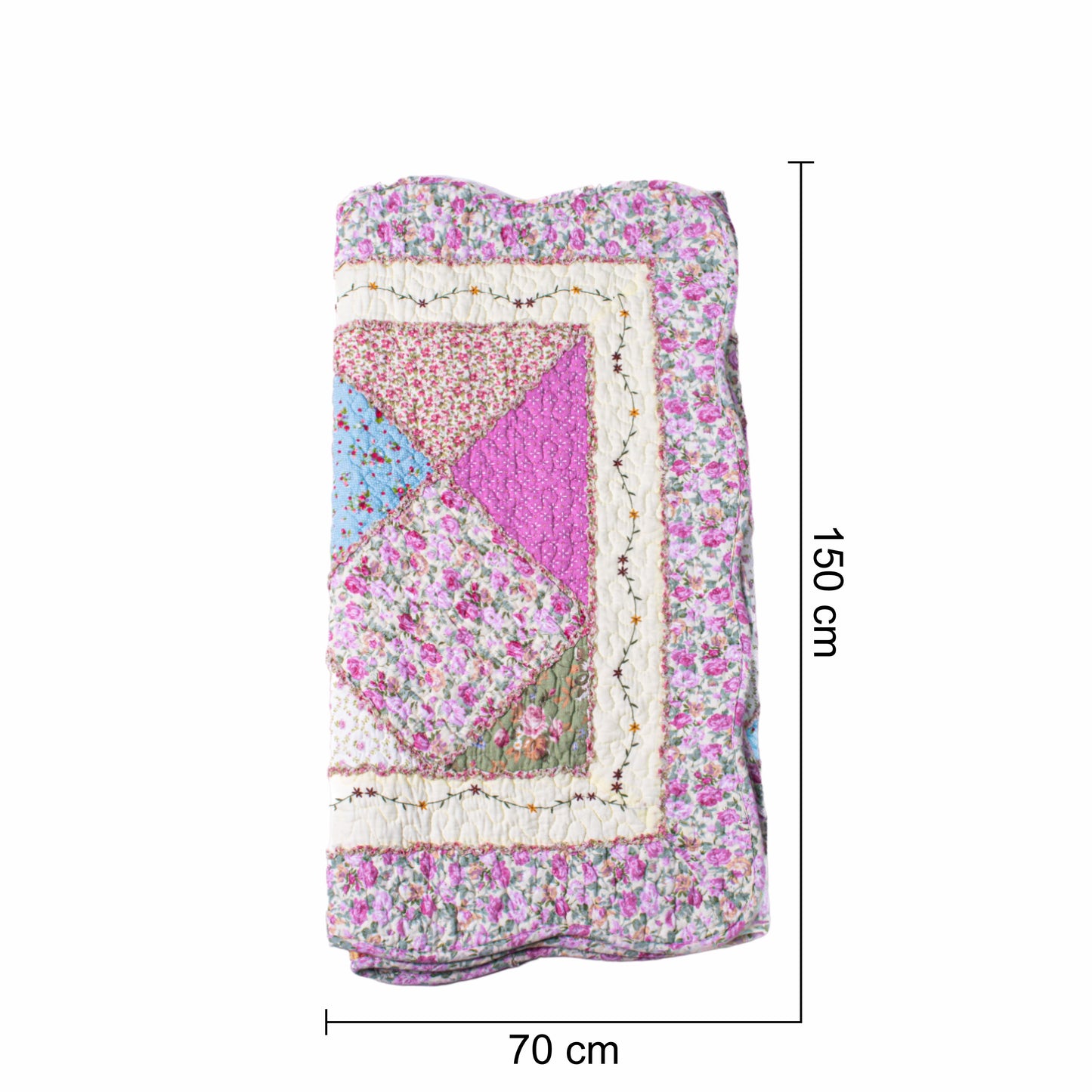 Cuvertura Canapea, Naimeed D4905S, 70x150cm, poliester, pufoasa, matlasata,cu model floral Roz