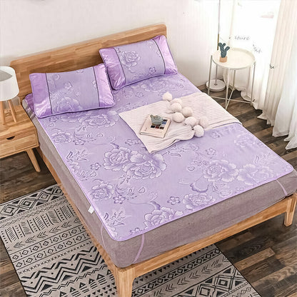 Set lenjerie pat dublu, latime 145cm, Naimeed D4911-Purple, Mov