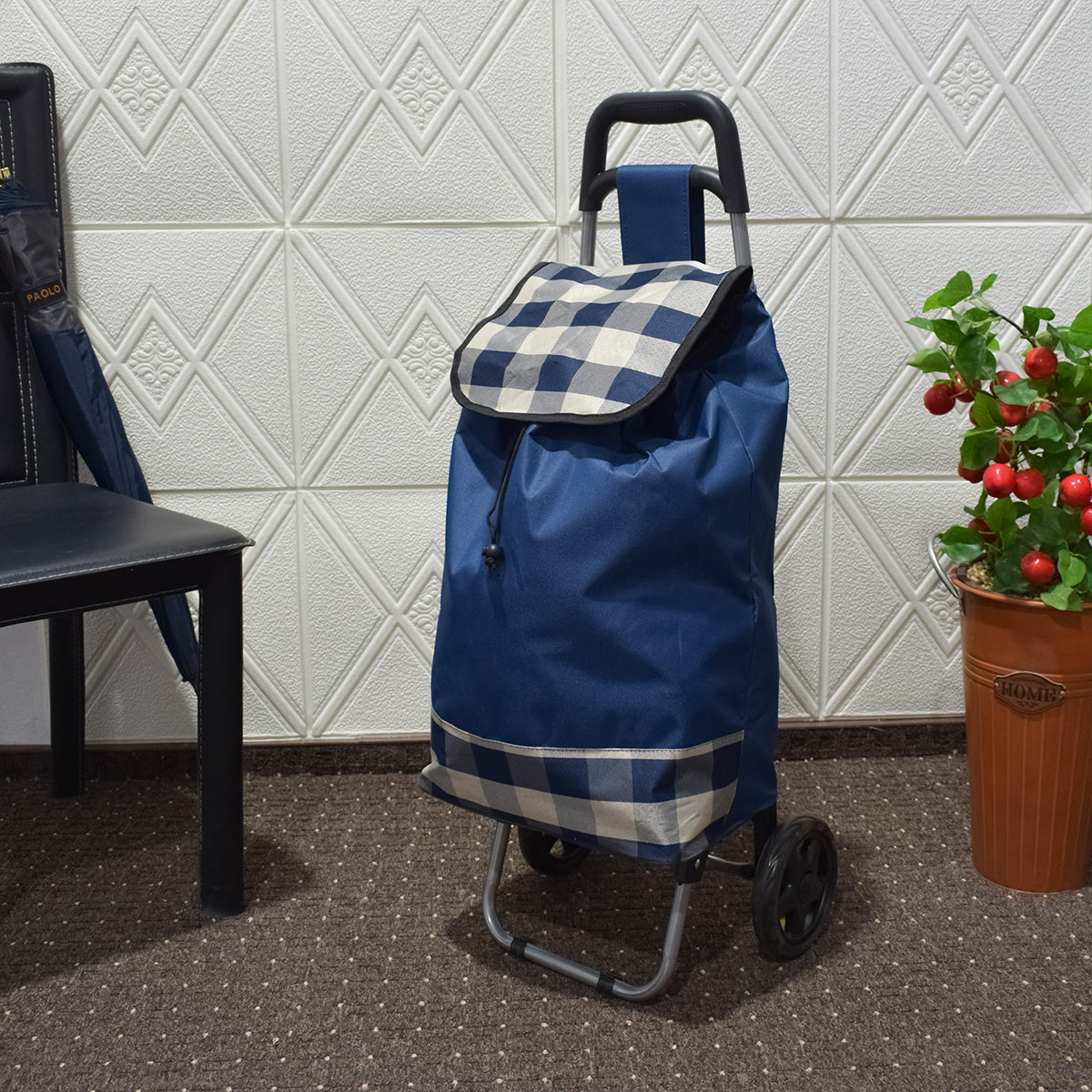 Carucior de piata pliabil, Naimeed D4941, 2 roti, 37 L, Albastru