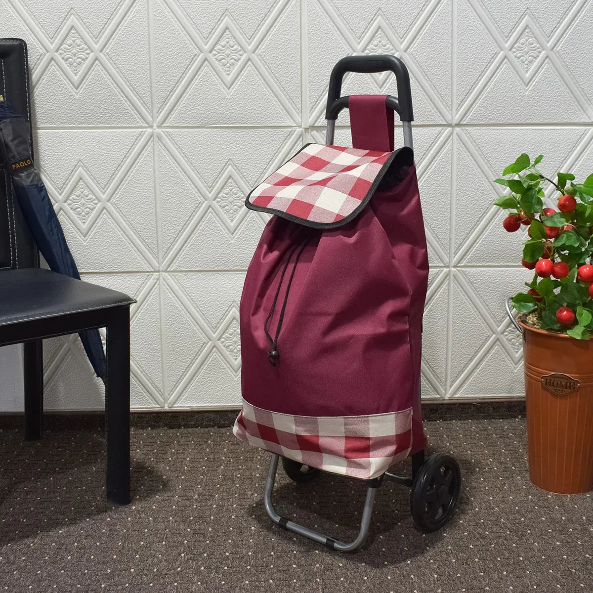Carucior de piata pliabil, Naimeed D4941, 2 roti, 37 L, Rosu - 221.ro