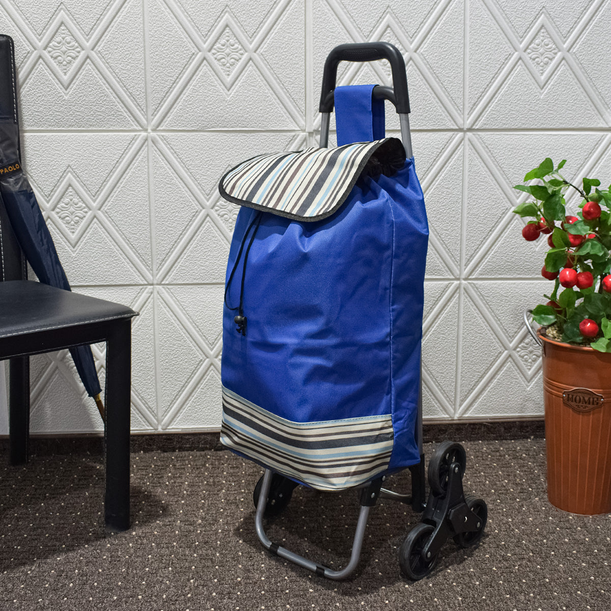 Carucior de piata pliabil, Naimeed D4943, 6 roti, 37 L, Albastru