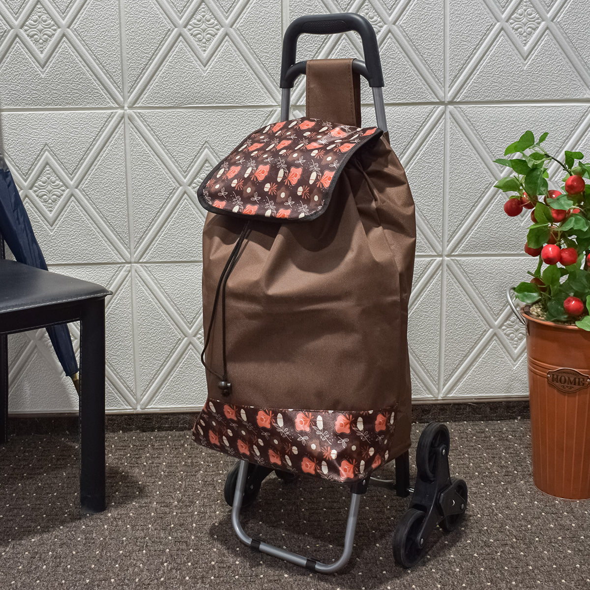 Carucior de piata pliabil, Naimeed D4943, 6 roti, 37 L, Maro