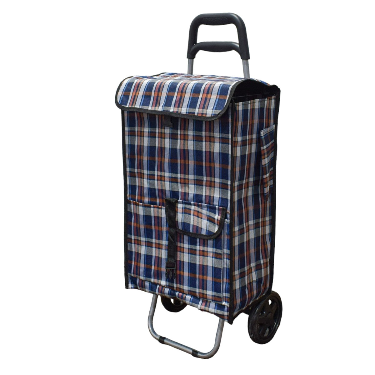 Carucior de piata pliabil, Naimeed D4945, 2 roti, 43 L, Albastru/Alb