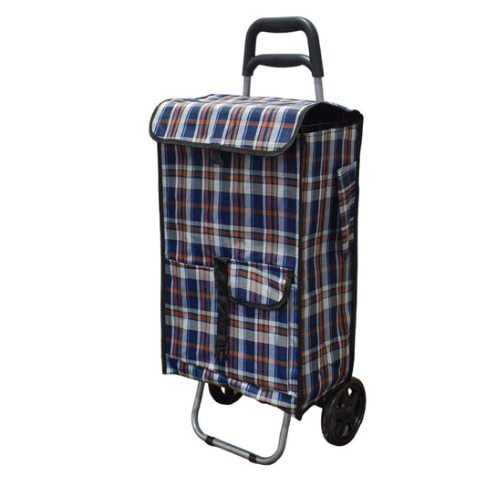 Carucior de piata pliabil, Naimeed D4945, 2 roti, 43 L, Albastru/Alb