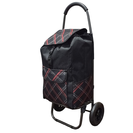 Carucior de piata pliabil, Naimeed D4947, 2 roti, 49 L, Negru/Rosu