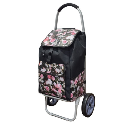 Carucior de piata pliabil, cadru din aluminiu, Naimeed D4949, 2 roti, 49 L, Negru/Rosu