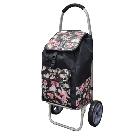 Carucior de piata pliabil, cadru din aluminiu, Naimeed D4949, 2 roti, 49 L, Negru/Rosu