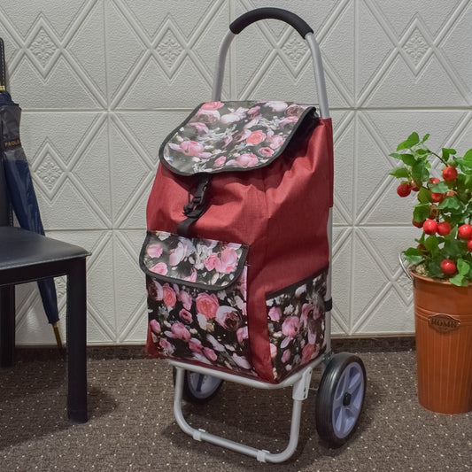 Carucior de piata pliabil, cadru din aluminiu, Naimeed D4949, 2 roti, 49 L, Rosu