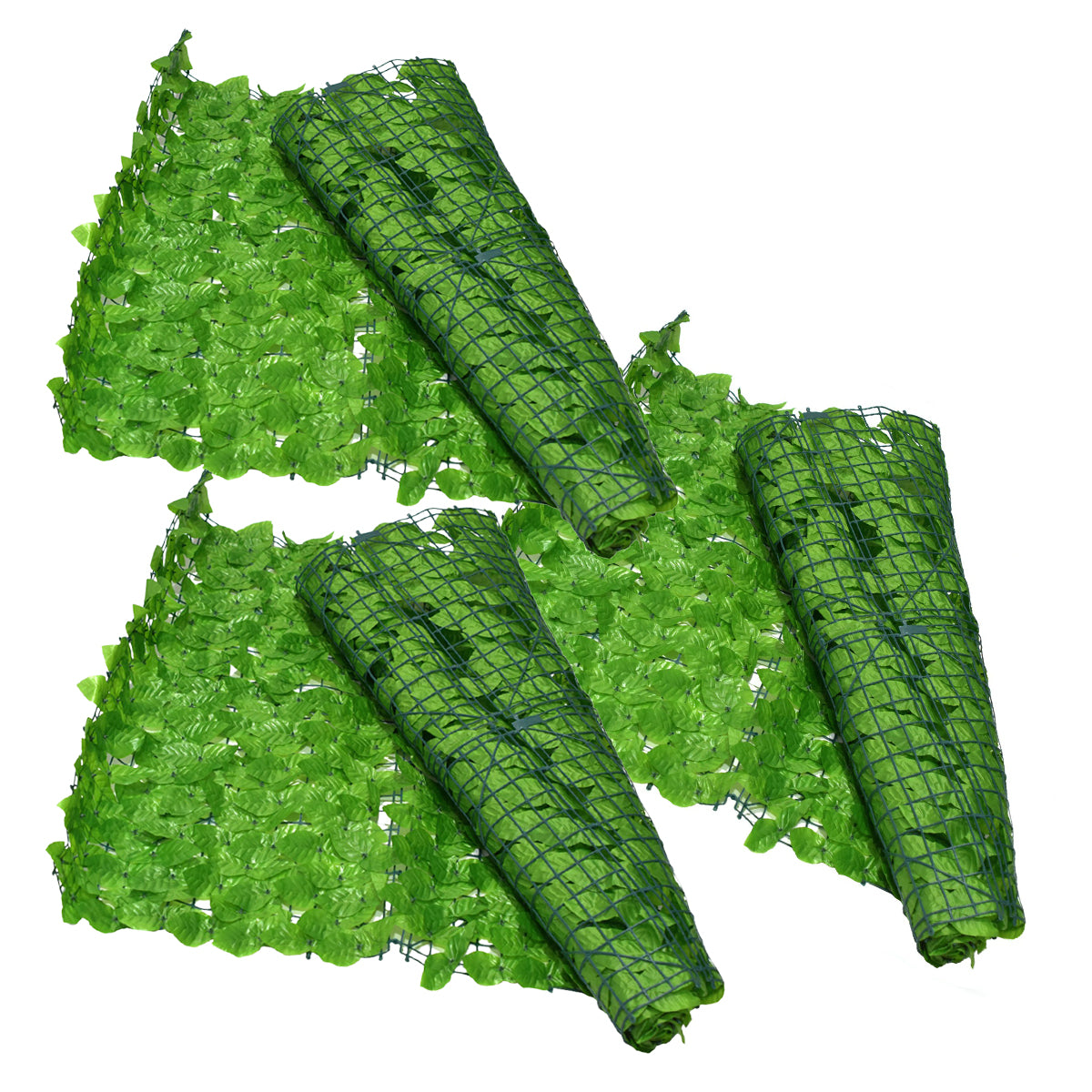 Set 3 role din frunze artificiale,  Naimeed D4958SET3, pentru efect de gard viu, exterior si interior, special pentru crearea unui spatiu intim, cu rezistenta la apa si la razele UV, paravan pentru balcon, terasa si gard, Verde Deschis