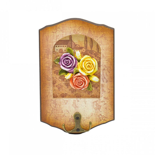 Cuier decorativ cu carlig dublu, Naimeed D50-10, 11x17x0.8 cm, Maro