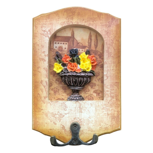 Cuier decorativ cu carlig dublu, Naimeed D50-4, 11x17x0.8 cm, Maro