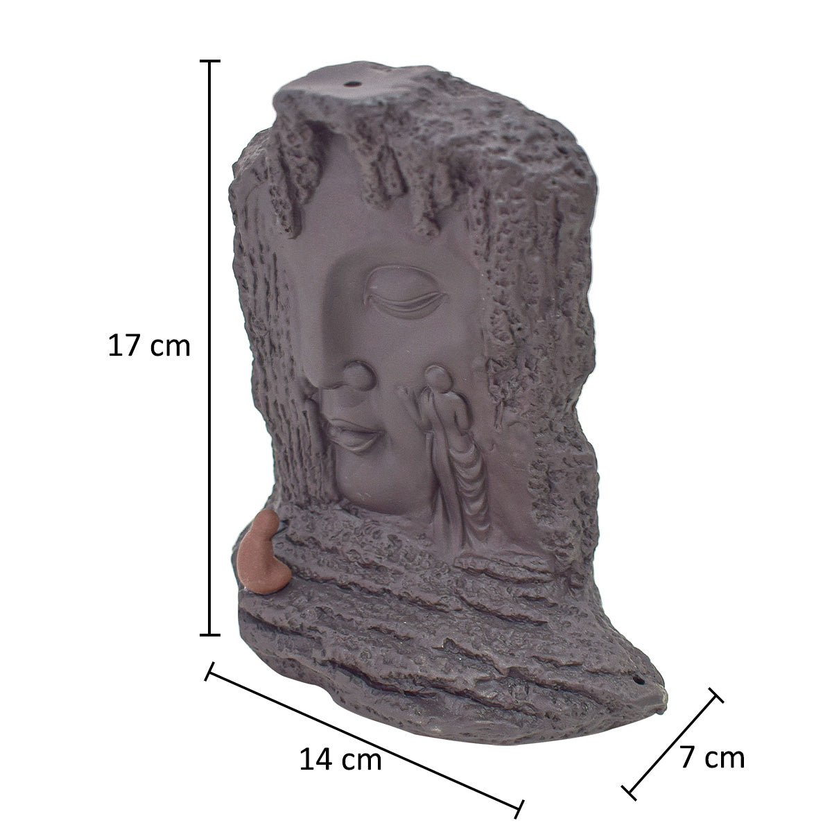 Suport conuri parfumate, Naimeed D5077, cascada de fum, aromaterapie, ceramica, Maro, 14x7x17cm