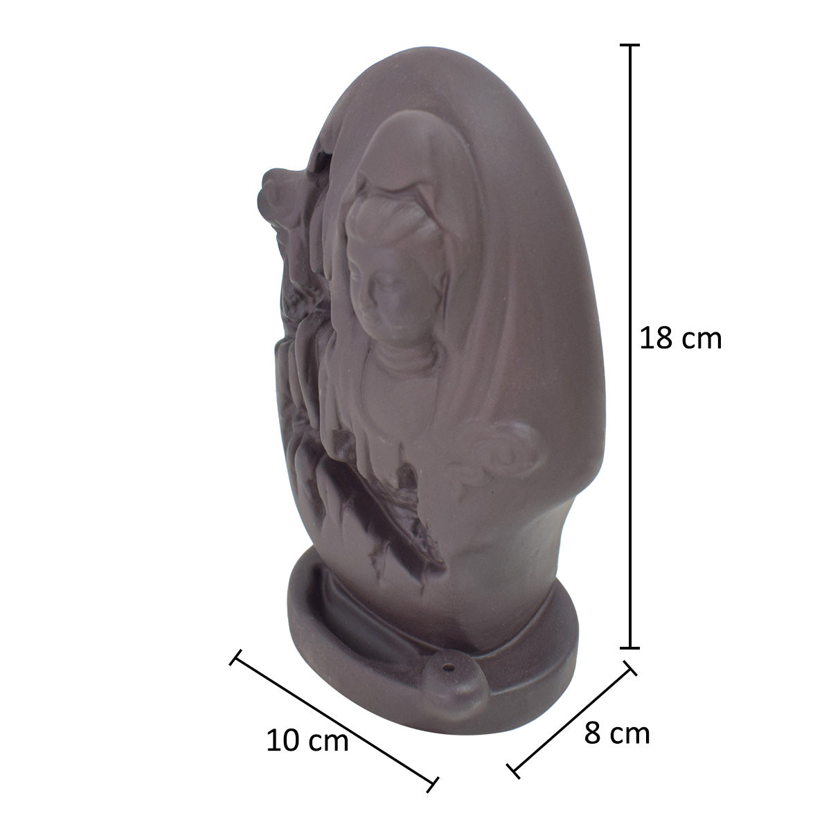 Suport conuri parfumate, Naimeed D5078, cascada de fum, aromaterapie, ceramica, Maro, 10x8x18cm
