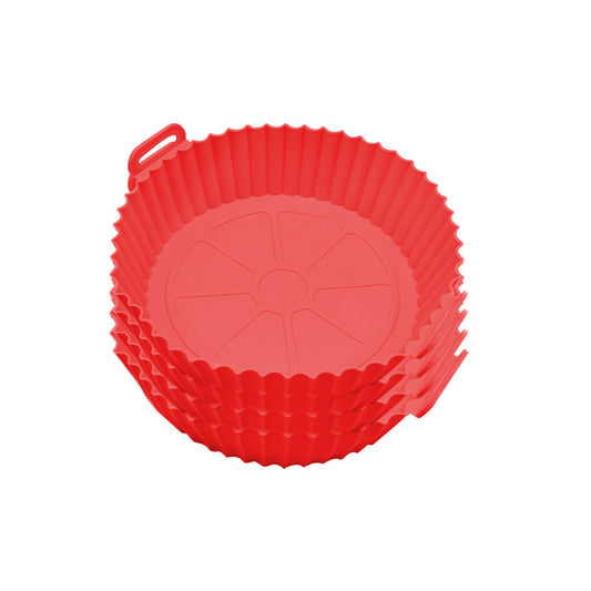 Tava de copt rotunda, set 4 bucati, Naimeed D5141, pentru cuptor, friteuza, microunde, Rosu