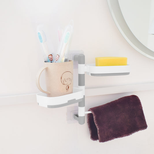 Suport rotativ, multifunctional, Naimeed D5149, pentru prosop, sapun, burete de baie, Alb
