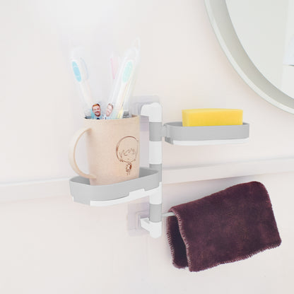 Suport rotativ, multifunctional, Naimeed D5149, pentru prosop, sapun, burete de baie, Gri