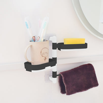 Suport rotativ, multifunctional, Naimeed D5149, pentru prosop, sapun, burete de baie, Negru