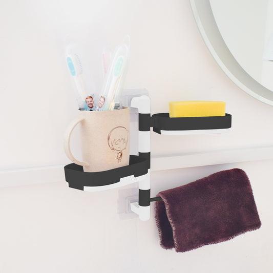 Suport rotativ, multifunctional, Naimeed D5149, pentru prosop, sapun, burete de baie, Negru