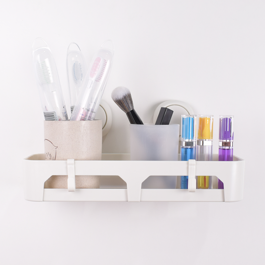 Etajera baie, bucatarie, multifunctional, ventuze silicon, Naimeed D5156, Alb