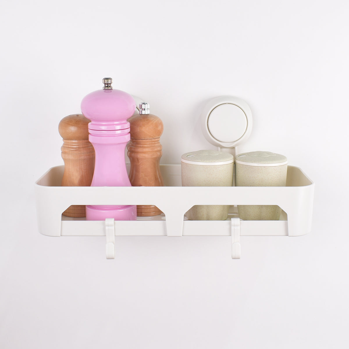Etajera baie, bucatarie, multifunctional, ventuze silicon, Naimeed D5156, Alb