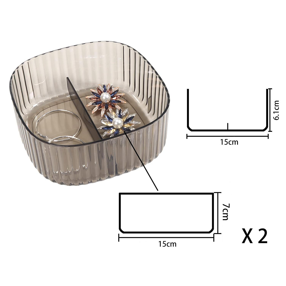 Cutie bijuterii, Naimeed D5176, 3 nivele, Negru