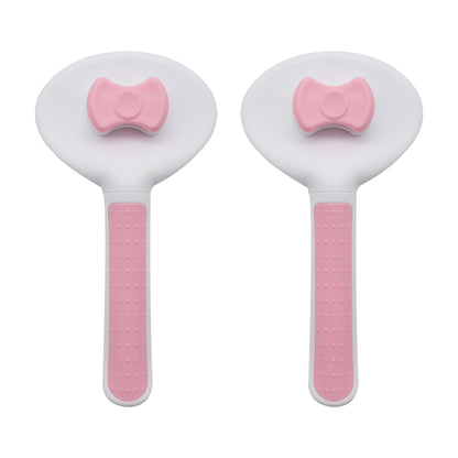 Set 2 perii cu mecanism de indepartare a parului, Naimeed D5178, pentru animale, Roz