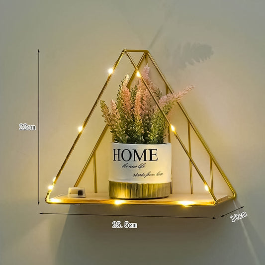 Etajera Suspendata, Luminite Led, Auriu, Naimeed D52,  22x25.5x10 cm