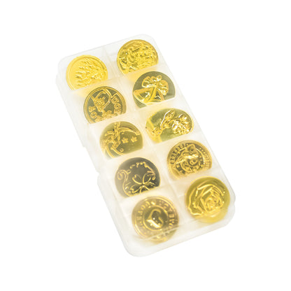 Set 10 piese, stampile, Naimeed D5222, pentru sigiliu cu ceara, Auriu