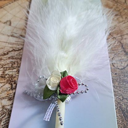 Pix Feather Writer, cu pana si accesoriu, elegant, Naimeed D5230, Alb