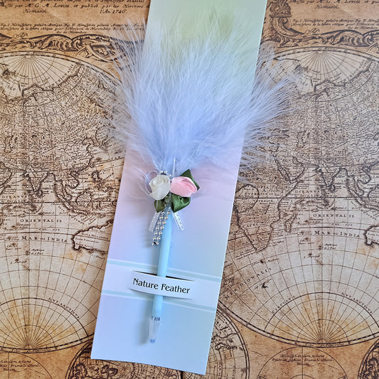 Set 5 pixuri Feather Writer, cu pana si accesoriu, elegant, Naimeed D5230, Blue