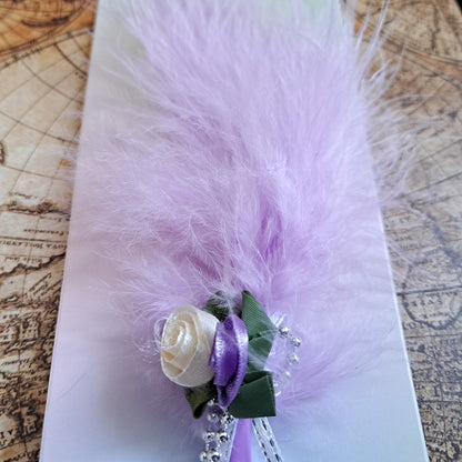 Set 5 pixuri Feather Writer, cu pana si accesoriu, elegant, Naimeed D5230, Mov