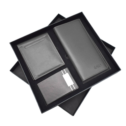 Set 3 piese, Naimeed D5241, portcard, 2x portofel, Negru