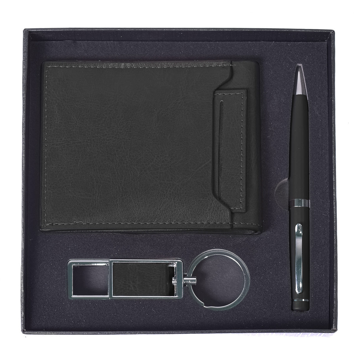 Set 3 piese, Naimeed D5249, pix, portofel, breloc Negru