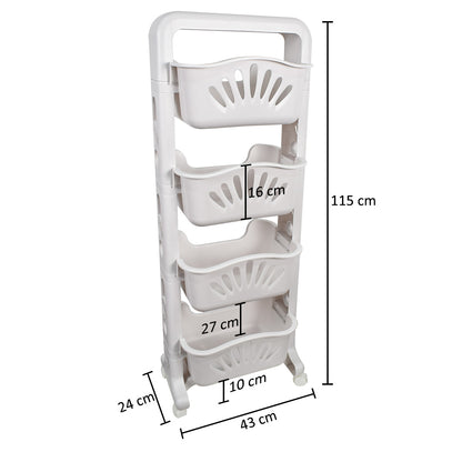 Raft multifunctional, 4 niveluri, Naimeed D5284, Alb, 43x24x115cm
