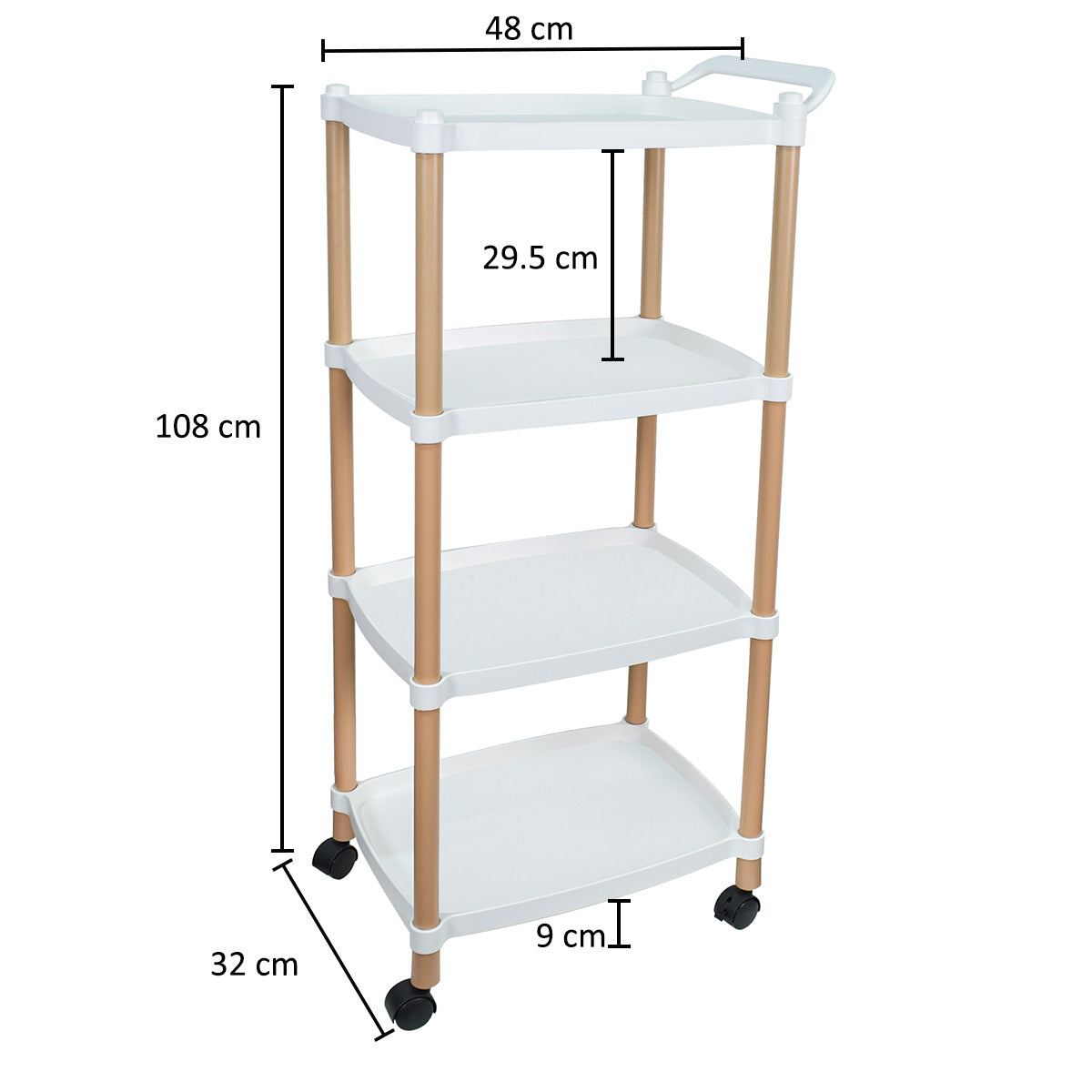 Raft multifunctional, 4 niveluri, Naimeed D5286, Alb, 48x32x108cm