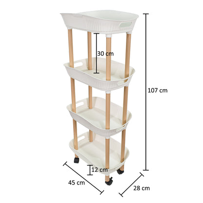 Raft multifunctional, 4 niveluri, Naimeed D5287, Alb, 45x28x107cm