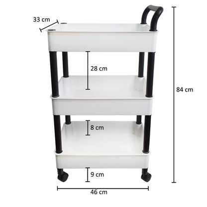 Raft multifunctional, 3 niveluri, Naimeed D5288, Alb/Negru, 46x33x84cm